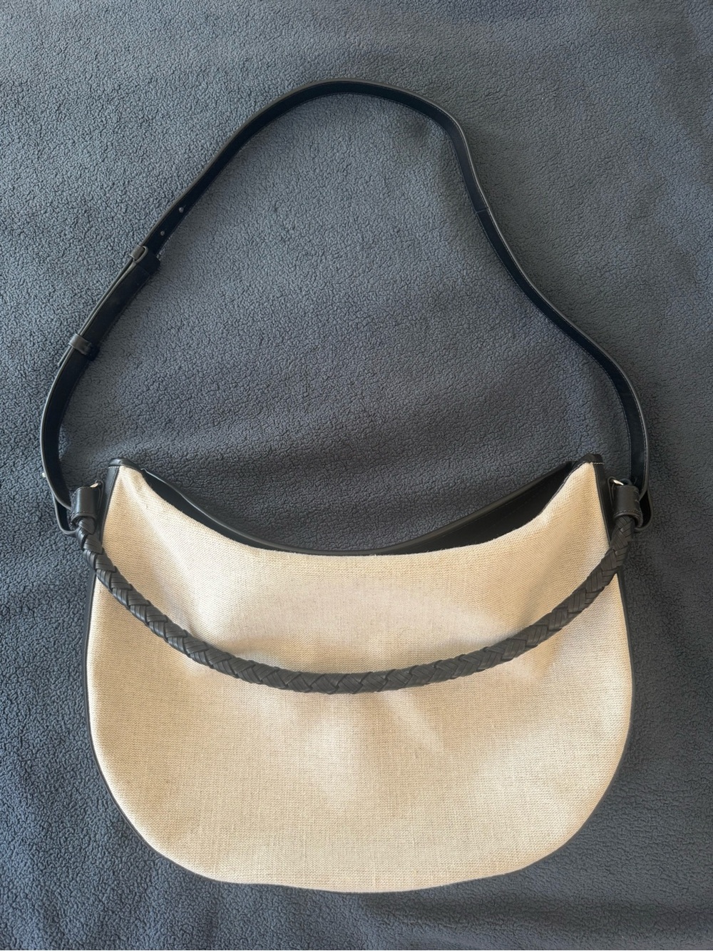 Massimo Dutti Large Half Moon linen bag